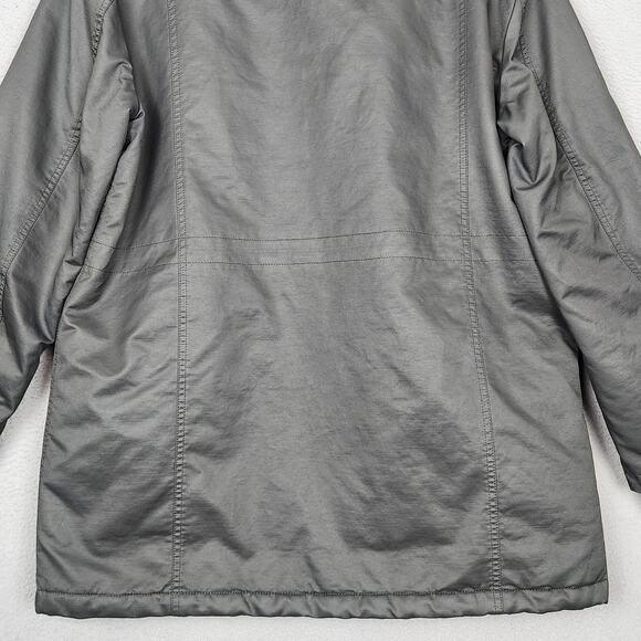 J Crew Jacket Womens XL Black Faux Fur Hood Quilted Lined Perfect Parka H2222 - Picture 8 of 16